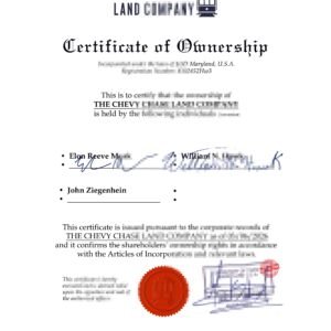 Home the chevy chase land company certificate